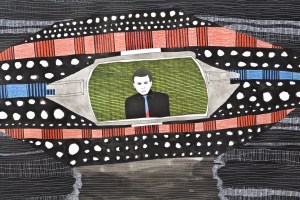 Beatriz Monteavaro - detail of Untitled (Praying to the Aliens), 2003, mixed media on paper; photo by SIlvia Ros